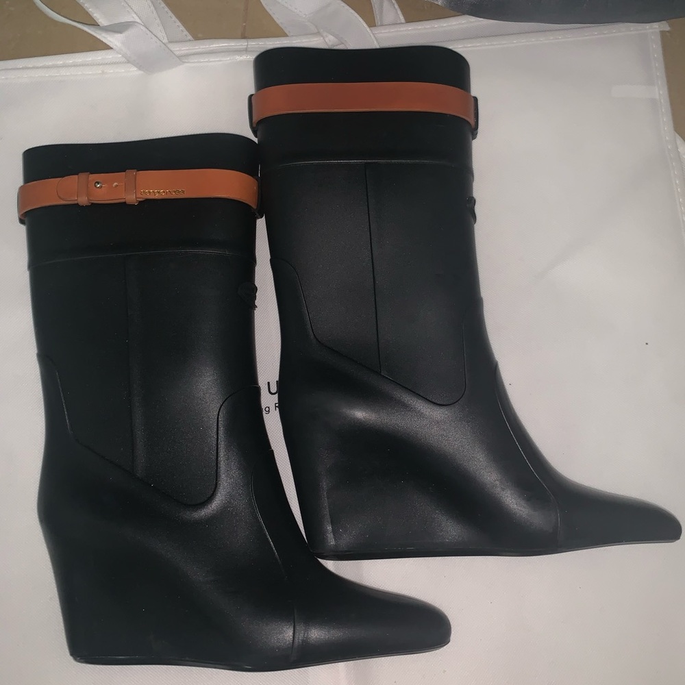 SERGIO ROSSI wedge heel rain boot 8.5
